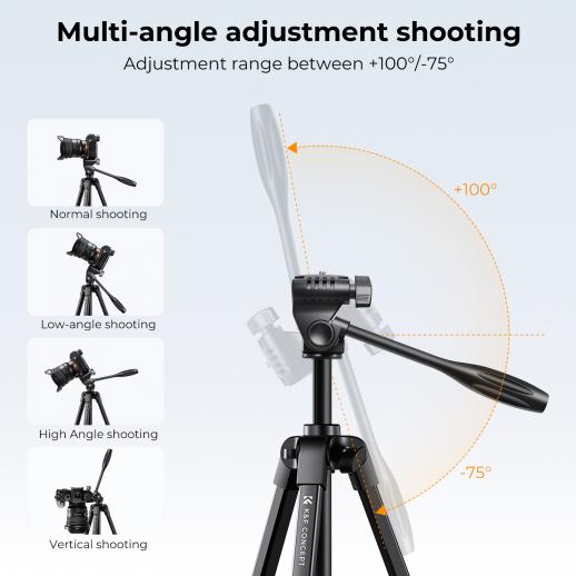 K&F Concept 1.5 m Travel Tripod KF09.125 with Bluetooth Remote - Image 3