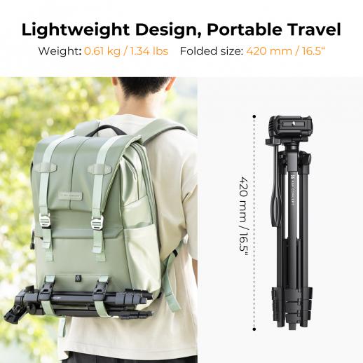 K&F Concept 1.5 m Travel Tripod KF09.125 with Bluetooth Remote - Image 4