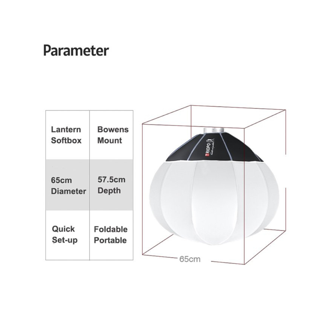Triopo Lantern Spherical Softbox 65 cm & 85 cm – Bowens-Mount Collapsible Light Dome - Image 3